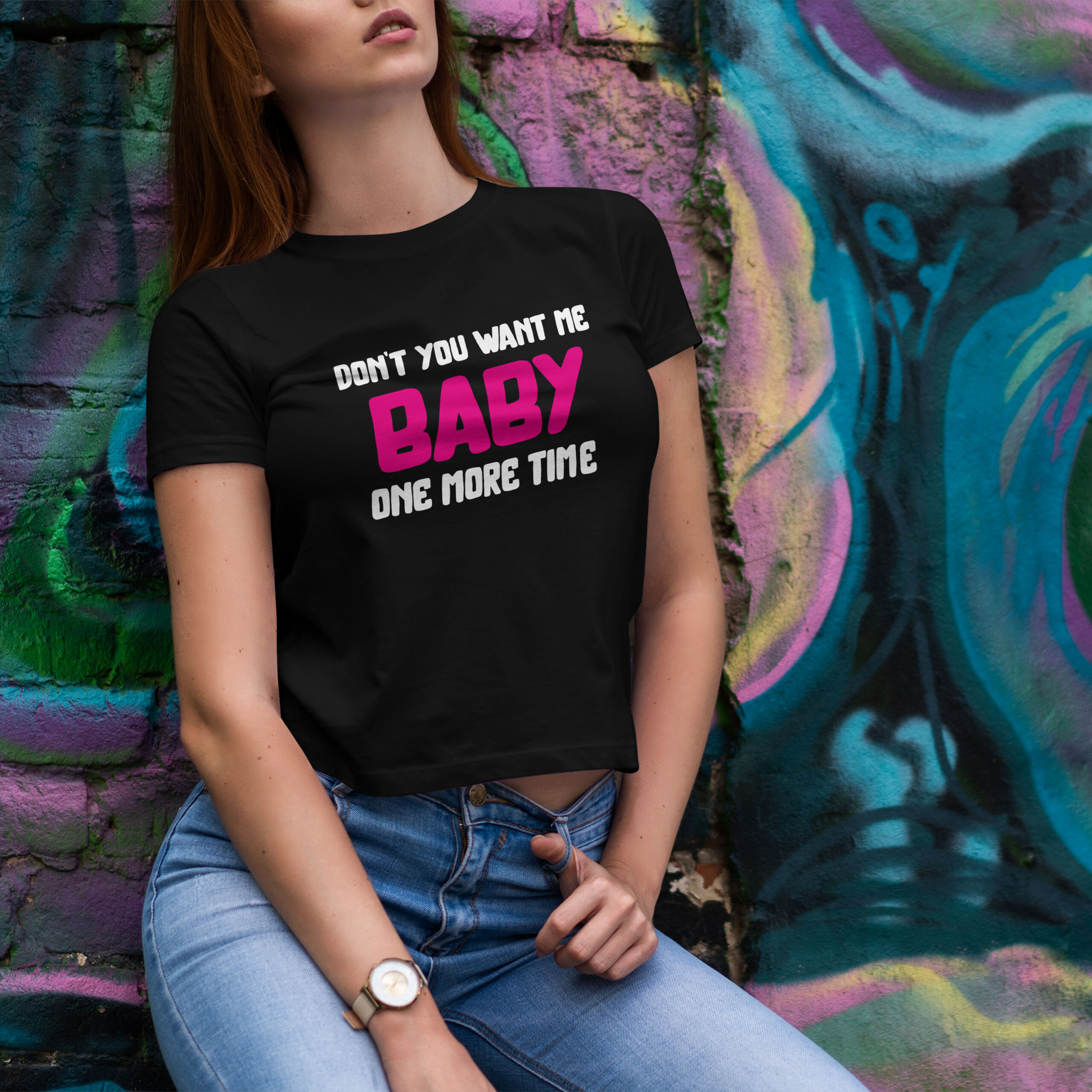 Baby - black1 - Debbie and Freddie Debbie & Freddie - Don't you want me baby one more time - mashup t-shirt