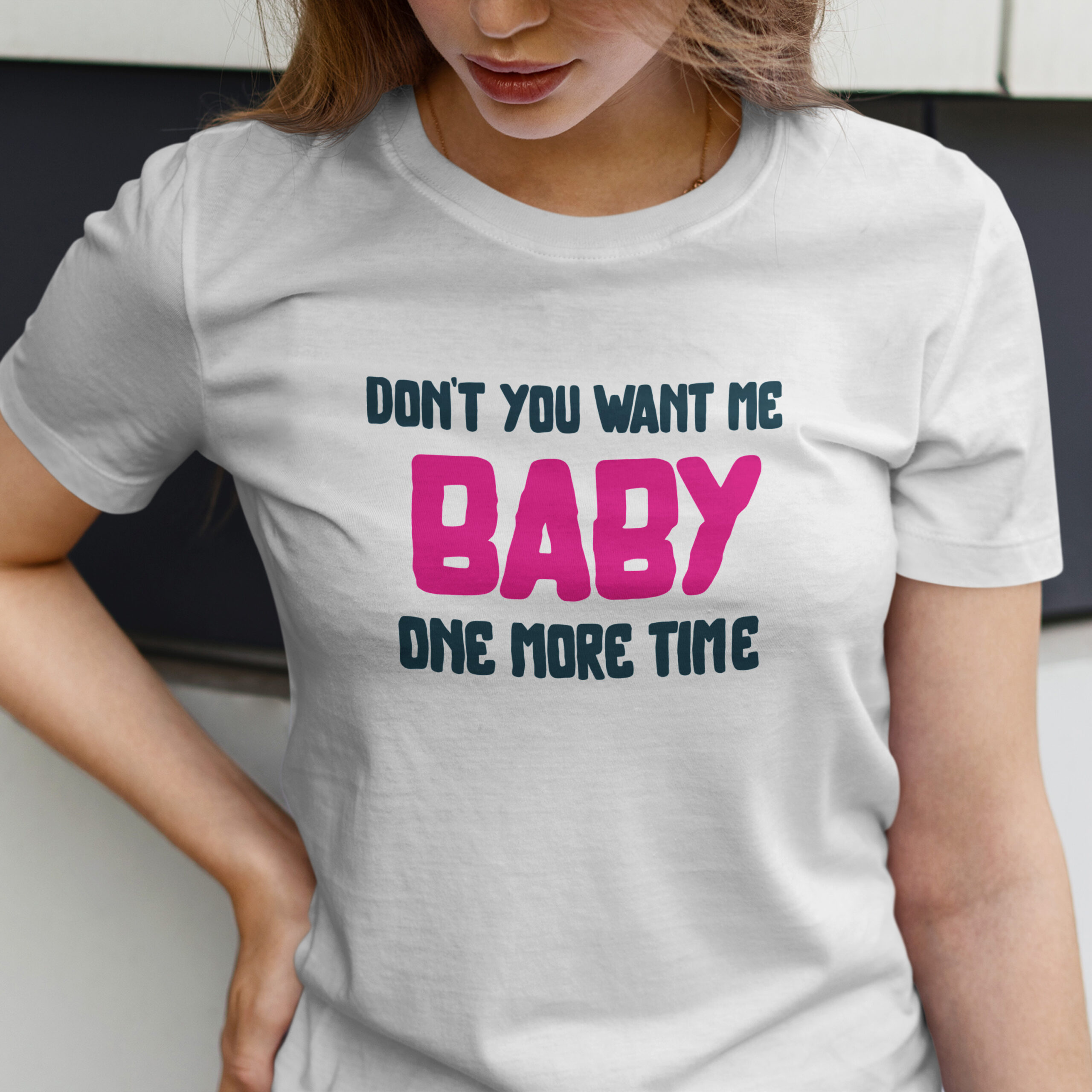 Baby - white2- Debbie and Freddie Debbie & Freddie - Don't you want me baby one more time - mashup t-shirt