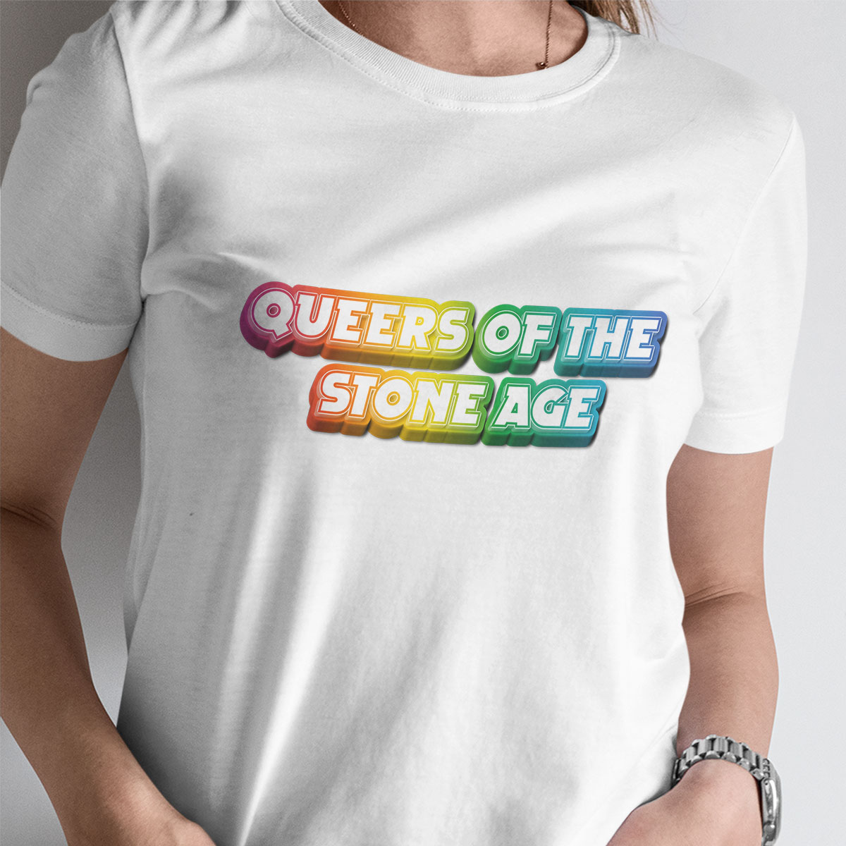 Queers_white2 - Debbie and Freddie Debbie & Freddie - Queers of the stone age - fake coverband t-shirt